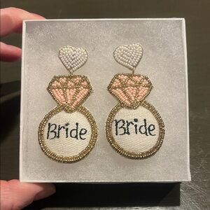 Bride Beaded Earrings - Pink and Gold